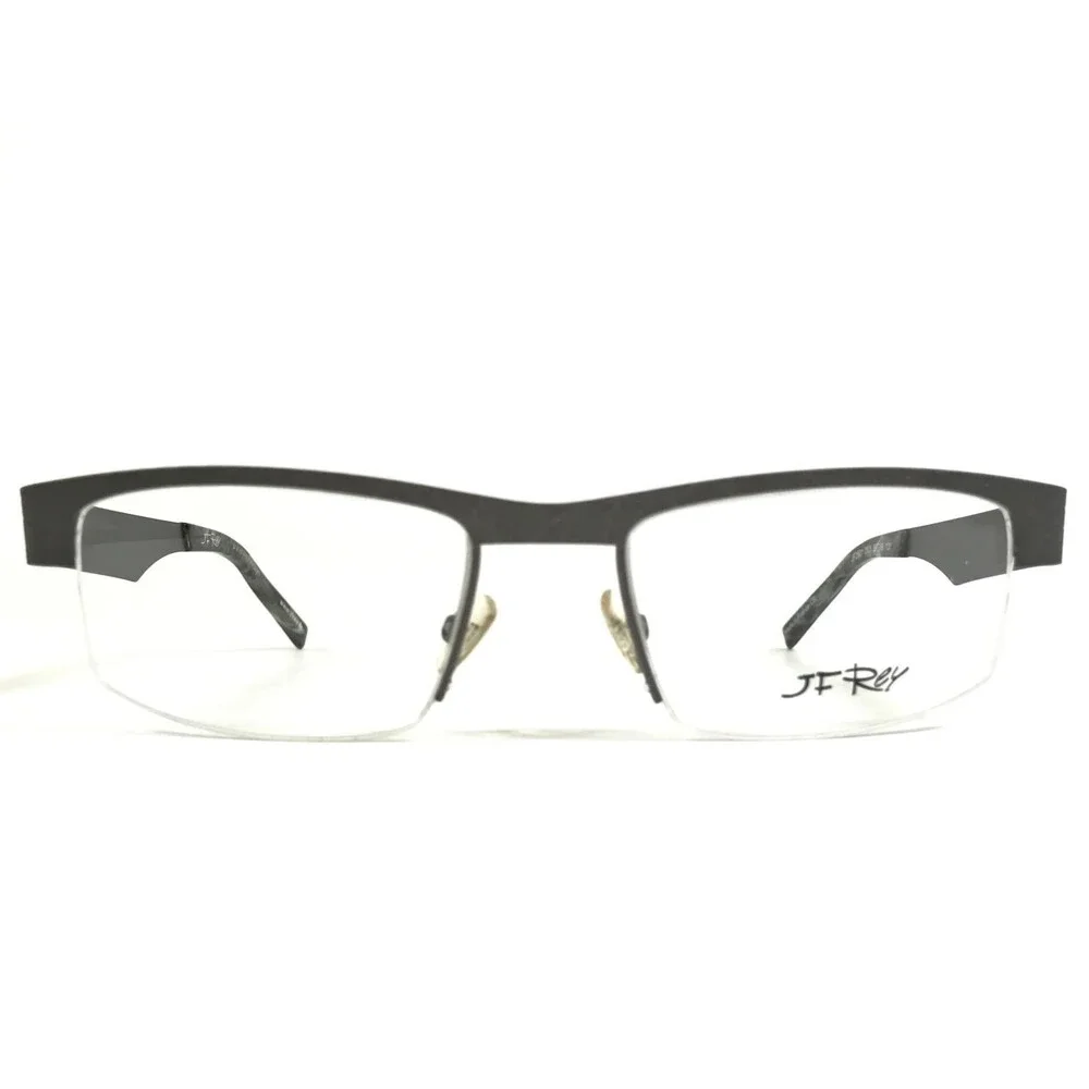 J.F. Rey Eyeglasses Frames JF2601 0505 Silver Ribbed Textured Half Rim 55-18-130